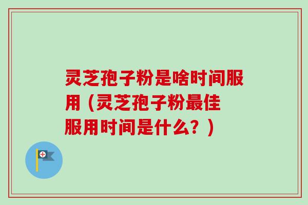 灵芝孢子粉是啥时间服用 (灵芝孢子粉佳服用时间是什么？)