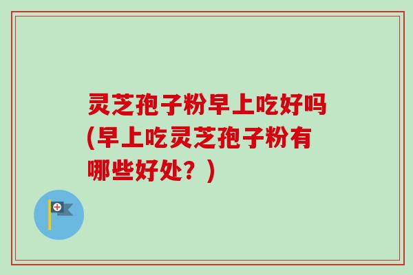 灵芝孢子粉早上吃好吗(早上吃灵芝孢子粉有哪些好处?) 灵芝孢子粉早上吃好吗(早上吃灵芝孢子粉有哪些好处?)