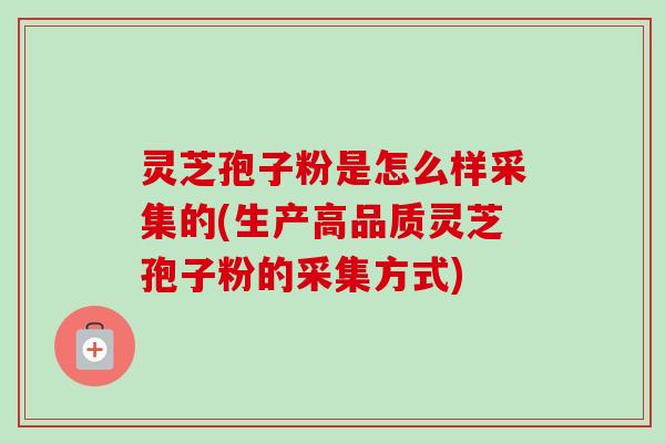 灵芝孢子粉是怎么样采集的(生产高品质灵芝孢子粉的采集方式) 灵芝孢子粉是怎么样采集的(生产高品质灵芝孢子粉的采集方式)