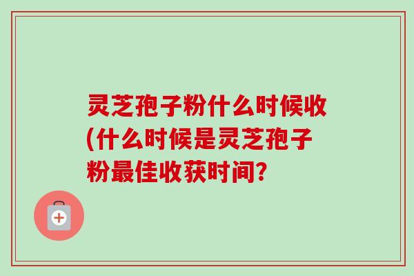 灵芝孢子粉什么时候收(什么时候是灵芝孢子粉佳收获时间? 灵芝孢子粉什么时候收(什么时候是灵芝孢子粉佳收获时间?