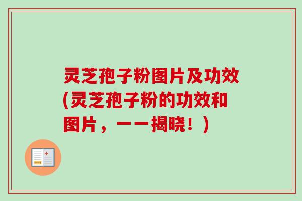 灵芝孢子粉图片及功效(灵芝孢子粉的功效和图片,一一揭晓!) 灵芝孢子粉图片及功效(灵芝孢子粉的功效和图片,一一揭晓!)