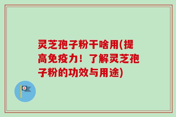灵芝孢子粉干啥用(提高免疫力！了解灵芝孢子粉的功效与用途)