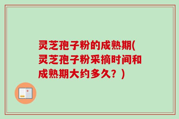灵芝孢子粉的成熟期(灵芝孢子粉采摘时间和成熟期大约多久?) 灵芝孢子粉的成熟期(灵芝孢子粉采摘时间和成熟期大约多久?)