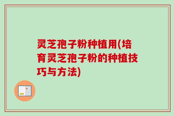 灵芝孢子粉种植用(培育灵芝孢子粉的种植技巧与方法)