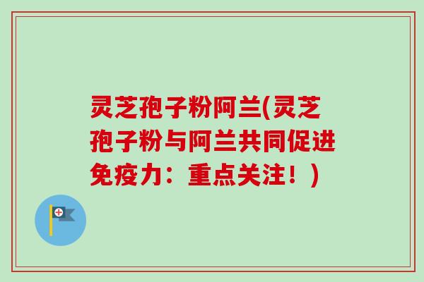 灵芝孢子粉阿兰(灵芝孢子粉与阿兰共同促进免疫力:重点关注!) 灵芝孢子粉阿兰(灵芝孢子粉与阿兰共同促进免疫力:重点关注!)