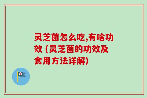 灵芝菌怎么吃,有啥功效 (灵芝菌的功效及食用方法详解)