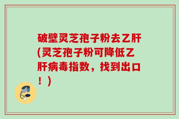 破壁灵芝孢子粉去(灵芝孢子粉可降低乙毒指数,找到出口!) 破壁灵芝孢子粉去(灵芝孢子粉可降低乙毒指数,找到出口!)