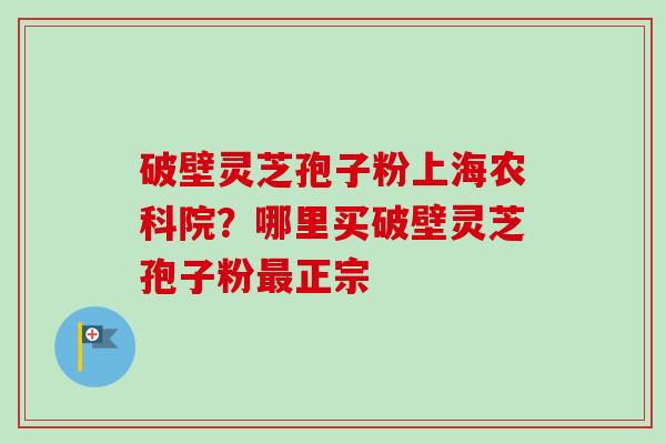 破壁灵芝孢子粉上海农科院?哪里买破壁灵芝孢子粉正宗 破壁灵芝孢子粉上海农科院?哪里买破壁灵芝孢子粉正宗