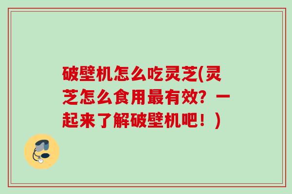 破壁机怎么吃灵芝(灵芝怎么食用有效?一起来了解破壁机吧!) 破壁机怎么吃灵芝(灵芝怎么食用有效?一起来了解破壁机吧!)