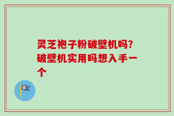 灵芝袍子粉破壁机吗?破壁机实用吗想入手一个 灵芝袍子粉破壁机吗?破壁机实用吗想入手一个