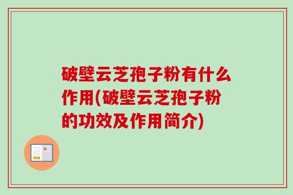 破壁云芝孢子粉有什么作用(破壁云芝孢子粉的功效及作用简介) 破壁云芝孢子粉有什么作用(破壁云芝孢子粉的功效及作用简介)