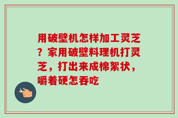 用破壁机怎样加工灵芝?家用破壁料理机打灵芝,打出来成棉絮状,嚼着硬怎吞吃 用破壁机怎样加工灵芝?家用破壁料理机打灵芝,打出来成棉絮状,嚼着硬怎吞吃