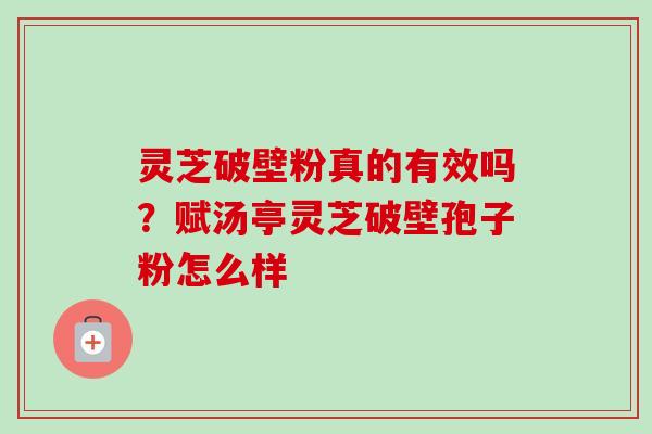 灵芝破壁粉真的有效吗？赋汤亭灵芝破壁孢子粉怎么样