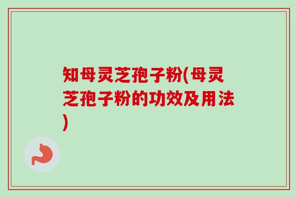知母灵芝孢子粉(母灵芝孢子粉的功效及用法)