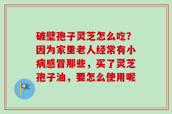 破壁孢子灵芝怎么吃？因为家里老人经常有小那些，买了灵芝孢子油，要怎么使用呢
