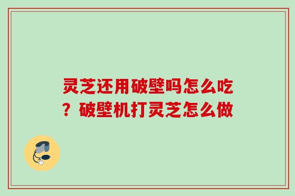 灵芝还用破壁吗怎么吃？破壁机打灵芝怎么做
