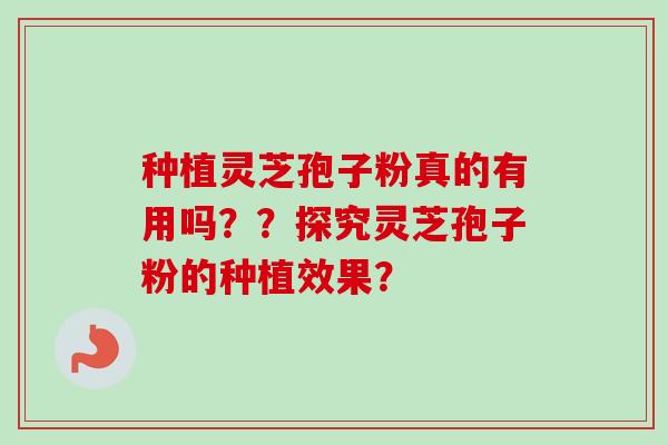 种植灵芝孢子粉真的有用吗??探究灵芝孢子粉的种植效果? 种植灵芝孢子粉真的有用吗??探究灵芝孢子粉的种植效果?