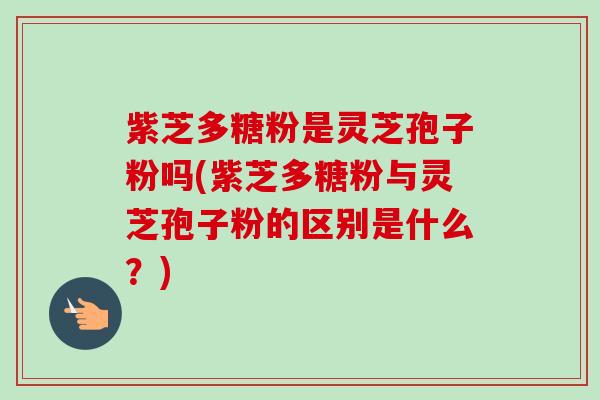 紫芝多糖粉是灵芝孢子粉吗(紫芝多糖粉与灵芝孢子粉的区别是什么?) 紫芝多糖粉是灵芝孢子粉吗(紫芝多糖粉与灵芝孢子粉的区别是什么?)