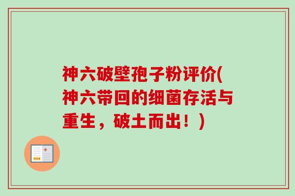 神六破壁孢子粉评价(神六带回的存活与重生，破土而出！)