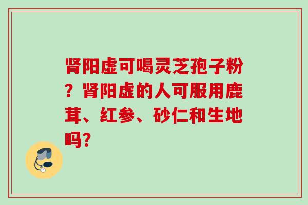 阳虚可喝灵芝孢子粉?阳虚的人可服用鹿茸、红参、砂仁和生地吗? 阳虚可喝灵芝孢子粉?阳虚的人可服用鹿茸、红参、砂仁和生地吗?