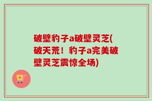 破壁豹子a破壁灵芝(破天荒!豹子a完美破壁灵芝震惊全场) 破壁豹子a破壁灵芝(破天荒!豹子a完美破壁灵芝震惊全场)