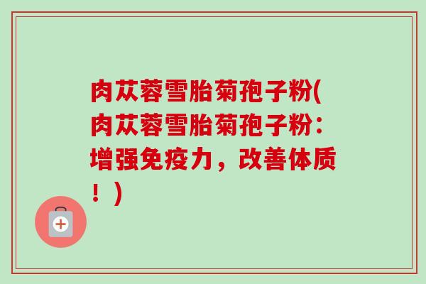 肉苁蓉雪胎菊孢子粉(肉苁蓉雪胎菊孢子粉：增强免疫力，改善体质！)