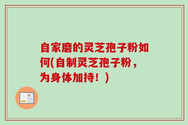 自家磨的灵芝孢子粉如何(自制灵芝孢子粉，为身体加持！)