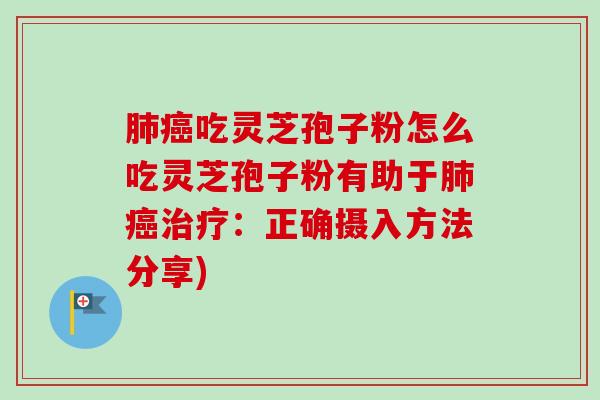 吃灵芝孢子粉怎么吃灵芝孢子粉有助于：正确摄入方法分享)