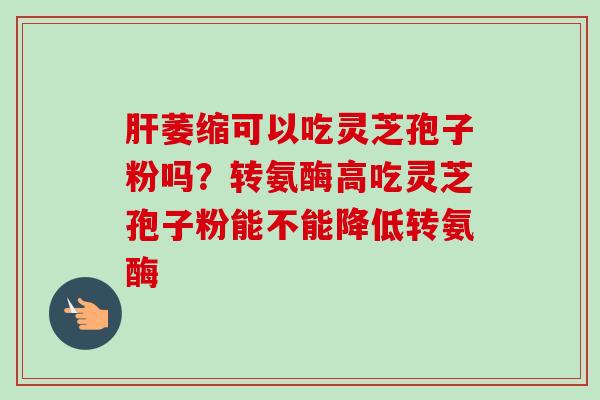 萎缩可以吃灵芝孢子粉吗?转氨酶高吃灵芝孢子粉能不能降低转氨酶 萎缩可以吃灵芝孢子粉吗?转氨酶高吃灵芝孢子粉能不能降低转氨酶
