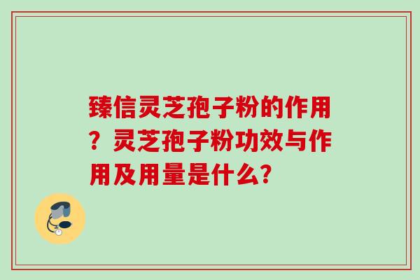 臻信灵芝孢子粉的作用?灵芝孢子粉功效与作用及用量是什么? 臻信灵芝孢子粉的作用?灵芝孢子粉功效与作用及用量是什么?