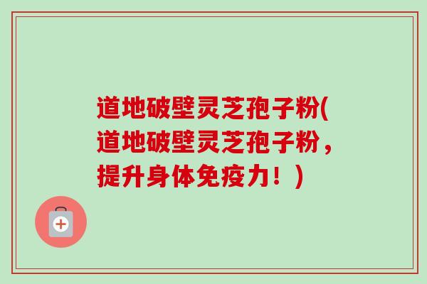 道地破壁灵芝孢子粉(道地破壁灵芝孢子粉，提升身体免疫力！)
