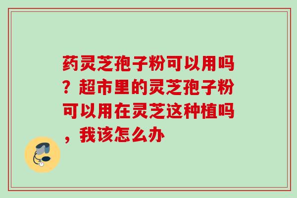 药灵芝孢子粉可以用吗?超市里的灵芝孢子粉可以用在灵芝这种植吗,我该怎么办 药灵芝孢子粉可以用吗?超市里的灵芝孢子粉可以用在灵芝这种植吗,我该怎么办