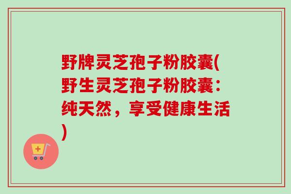 野牌灵芝孢子粉胶囊(野生灵芝孢子粉胶囊:纯天然,享受健康生活) 野牌灵芝孢子粉胶囊(野生灵芝孢子粉胶囊:纯天然,享受健康生活)