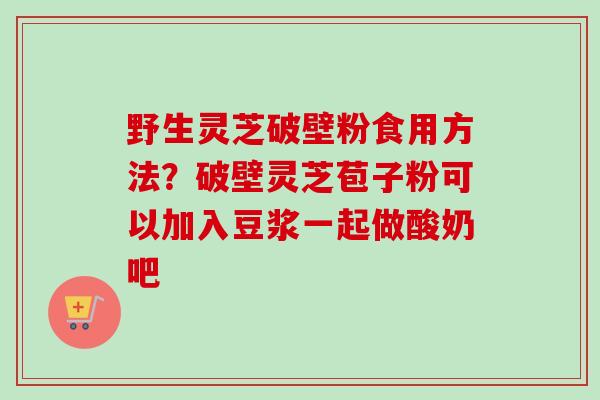 野生灵芝破壁粉食用方法？破壁灵芝苞子粉可以加入豆浆一起做酸奶吧