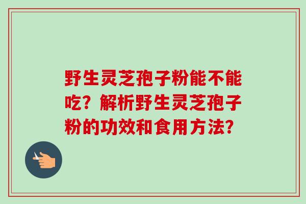 野生灵芝孢子粉能不能吃?解析野生灵芝孢子粉的功效和食用方法? 野生灵芝孢子粉能不能吃?解析野生灵芝孢子粉的功效和食用方法?
