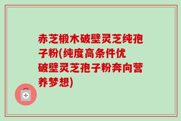 赤芝椴木破壁灵芝纯孢子粉(纯度高条件优 破壁灵芝孢子粉奔向营养梦想)