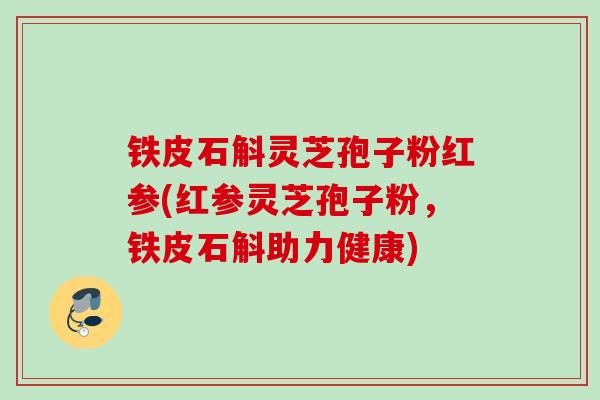 铁皮石斛灵芝孢子粉红参(红参灵芝孢子粉,铁皮石斛助力健康) 铁皮石斛灵芝孢子粉红参(红参灵芝孢子粉,铁皮石斛助力健康)