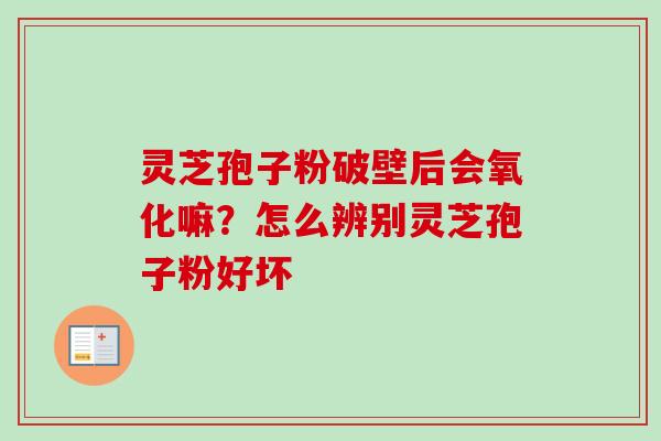 灵芝孢子粉破壁后会氧化嘛?怎么辨别灵芝孢子粉好坏 灵芝孢子粉破壁后会氧化嘛?怎么辨别灵芝孢子粉好坏