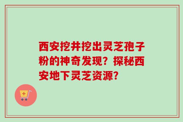 西安挖井挖出灵芝孢子粉的神奇发现？探秘西安地下灵芝资源？