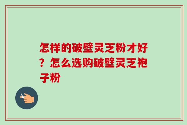 怎样的破壁灵芝粉才好？怎么选购破壁灵芝袍子粉