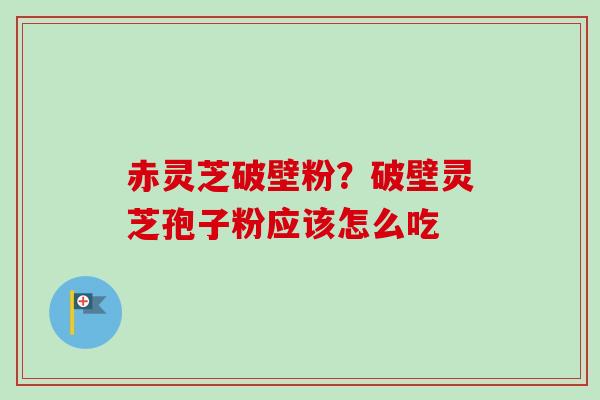 赤灵芝破壁粉？破壁灵芝孢子粉应该怎么吃