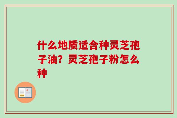 什么地质适合种灵芝孢子油？灵芝孢子粉怎么种