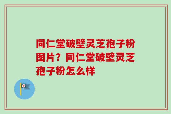 同仁堂破壁灵芝孢子粉图片?同仁堂破壁灵芝孢子粉怎么样 同仁堂破壁灵芝孢子粉图片?同仁堂破壁灵芝孢子粉怎么样