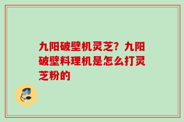 九阳破壁机灵芝？九阳破壁料理机是怎么打灵芝粉的