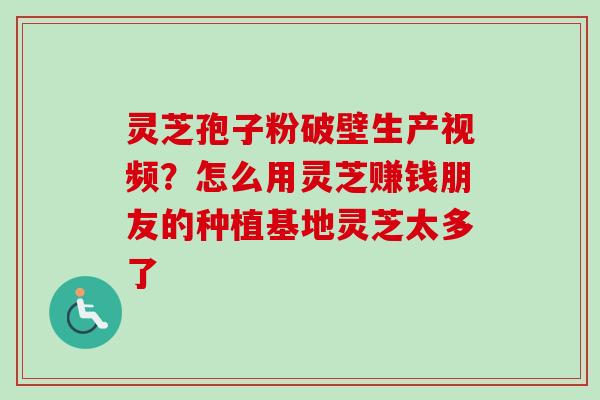 灵芝孢子粉破壁生产视频?怎么用灵芝赚钱朋友的种植基地灵芝太多了 灵芝孢子粉破壁生产视频?怎么用灵芝赚钱朋友的种植基地灵芝太多了