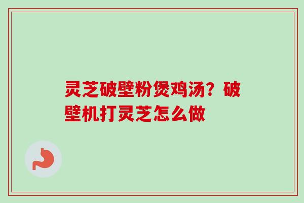 灵芝破壁粉煲鸡汤?破壁机打灵芝怎么做 灵芝破壁粉煲鸡汤?破壁机打灵芝怎么做