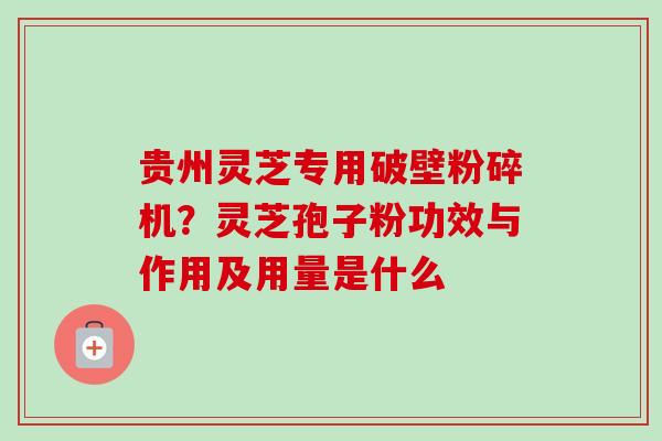 贵州灵芝专用破壁粉碎机?灵芝孢子粉功效与作用及用量是什么 贵州灵芝专用破壁粉碎机?灵芝孢子粉功效与作用及用量是什么