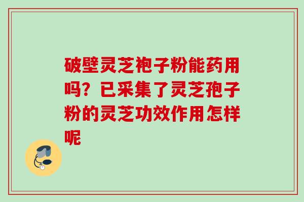 破壁灵芝袍子粉能药用吗?已采集了灵芝孢子粉的灵芝功效作用怎样呢 破壁灵芝袍子粉能药用吗?已采集了灵芝孢子粉的灵芝功效作用怎样呢