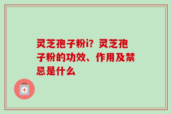 灵芝孢子粉i?灵芝孢子粉的功效、作用及禁忌是什么 灵芝孢子粉i?灵芝孢子粉的功效、作用及禁忌是什么