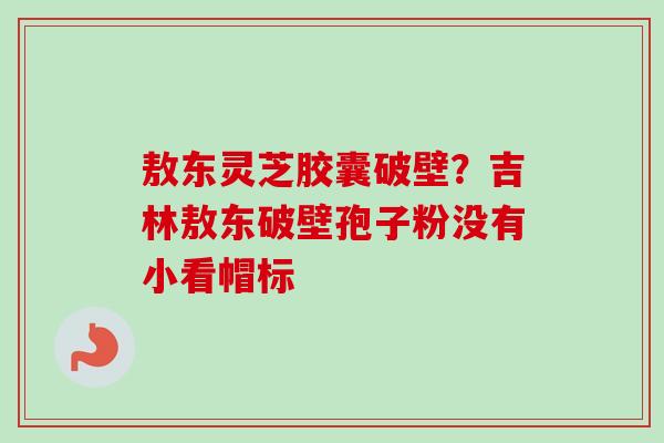 敖东灵芝胶囊破壁？吉林敖东破壁孢子粉没有小看帽标